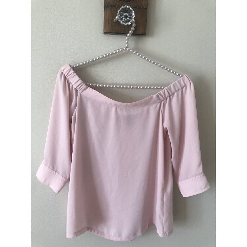 Banana Republic Petite Womens Size XXS Pink Blouse Off Shoulder 3/4 Sleeve